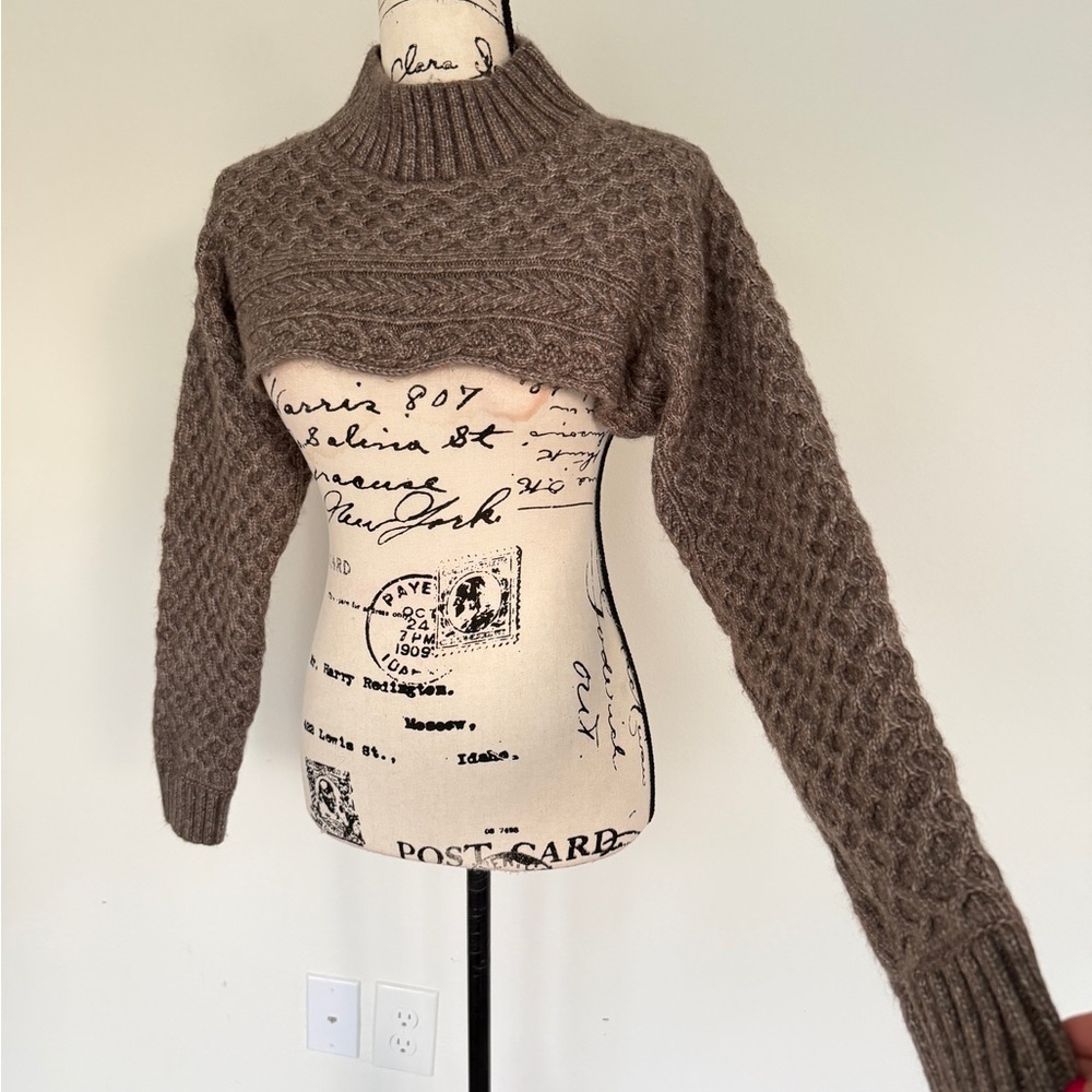 ASTR The Label Sweater Shrug Cable Knit Wool Blend Sz S‎ Chocolate Brown Cottage - Picture 12 of 16